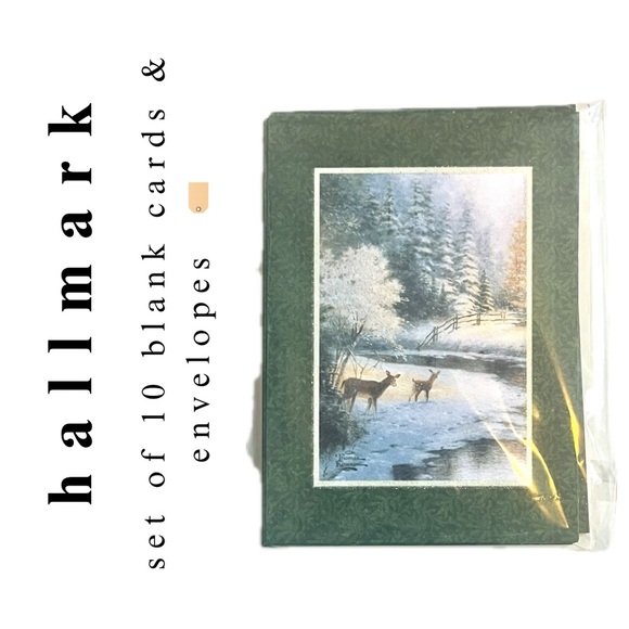 🏷️ Hallmark deer & snow mountain landscape set of 10 blank cards & envelopes - Picture 1 of 6